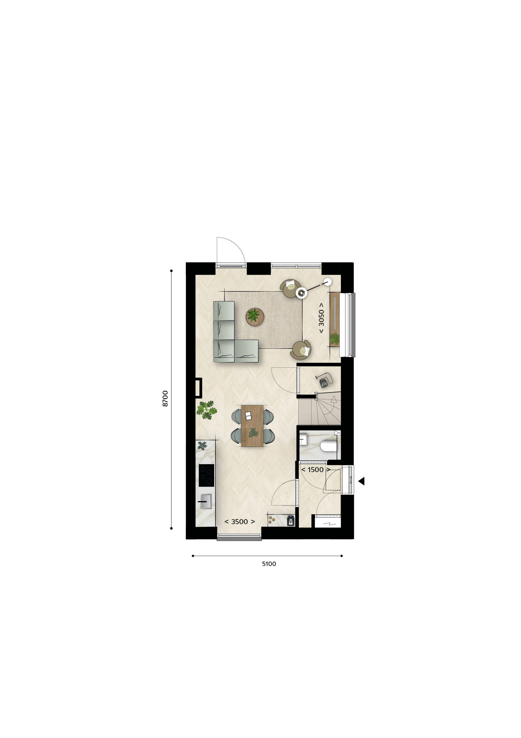 Rijwoning_R2_beganegrond